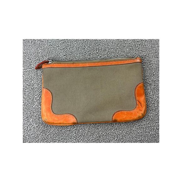 Authentic Prada Jacquard Pouch in‎ Orange Brown Canvas and Leather Rare - Picture 2 of 16